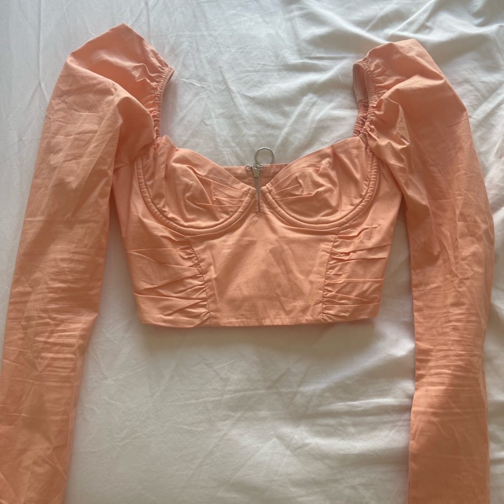 Oh Polly orange long sleeved crop top size 4